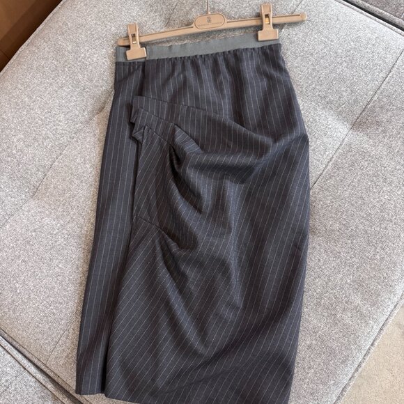 Brunello Cucinelli gray stripe pencil midi skirt IT 42 US 6 - Picture 1 of 9